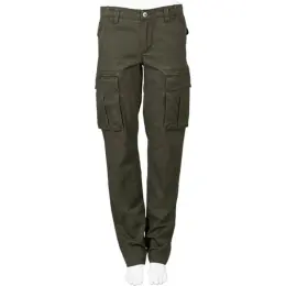 Ladies Heritage Slim Fit Cargo Trousers Olive Front